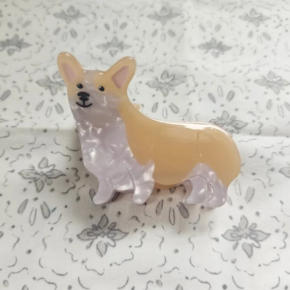 NWOT Corgi Hair Clip Tan and Cream Corgi Dog Hair Claw Clip: Creamy Brown Hair Accessory - Etsy main image 4